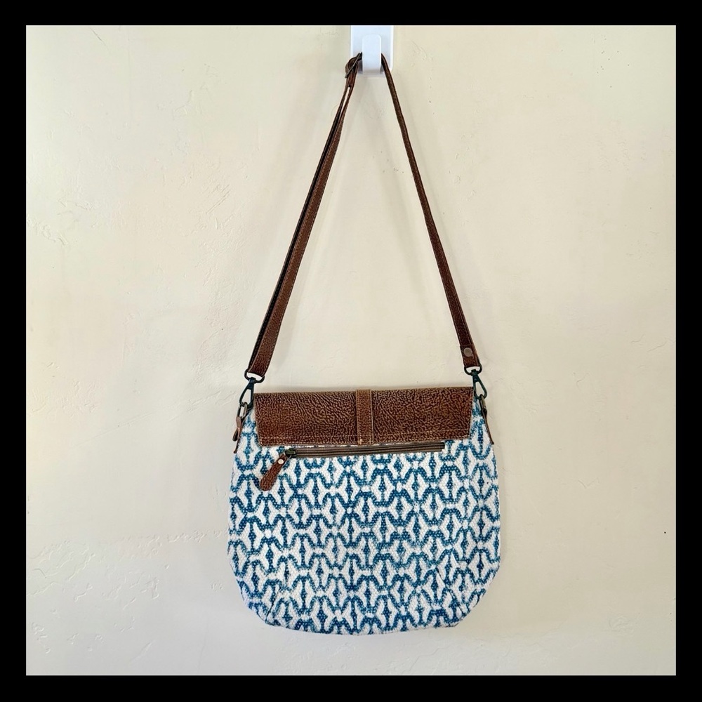 MYRA BAG Hand-Crafted Cotton & Cowhide Leather Adjustable Crossbody Shoulder Bag - Picture 6 of 6